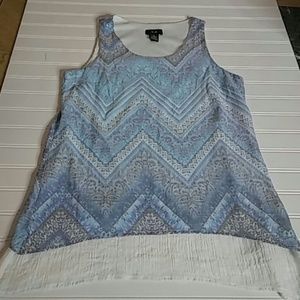 AGB Sleeveless Top Blue Grey & White